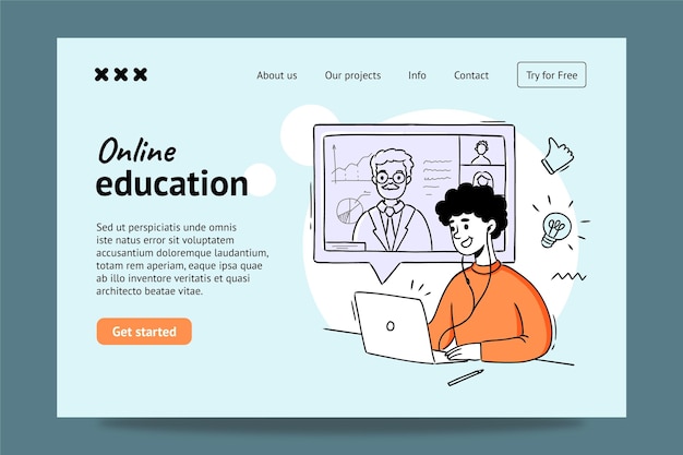 Vecteur gratuit conception de la page de destination de l'éducation en ligne