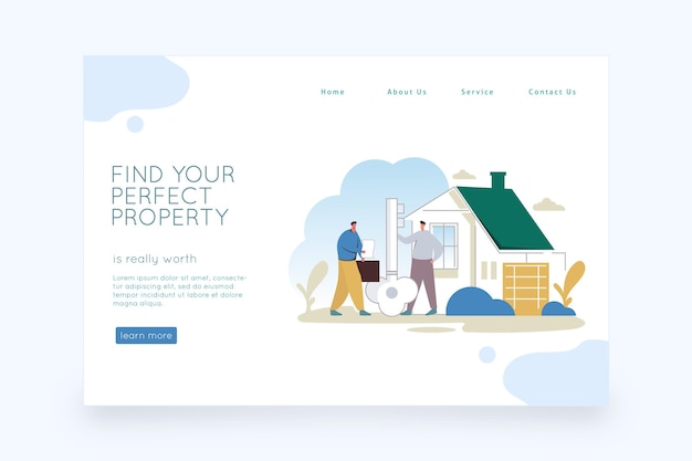 Vecteur gratuit conception de pages de destination immobilières