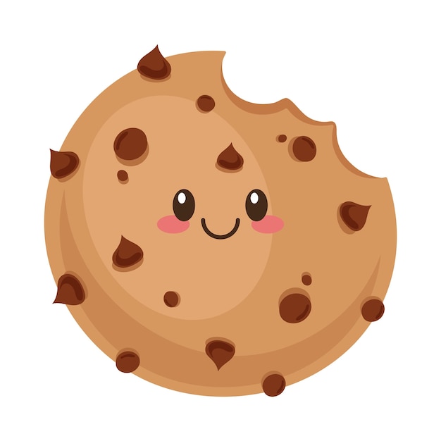 Vecteur gratuit cookie kawaii nourriture mordu dessin animé