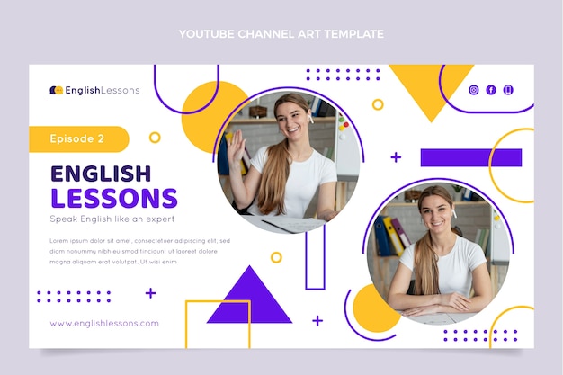 Cours d'anglais design plat art de la chaîne youtube