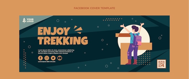 Couverture facebook de trekking design plat