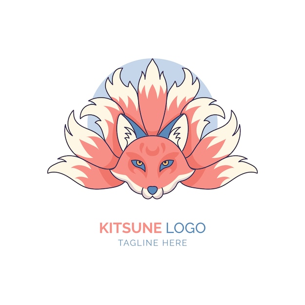 Vecteur gratuit création de logo kitsune dessiné à la main