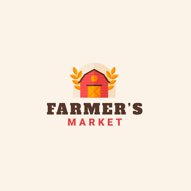 Création de logo de marché fermier design plat