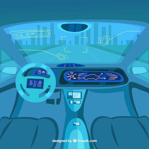 Vecteur gratuit design d&#39;intérieur futuriste de voiture autonome