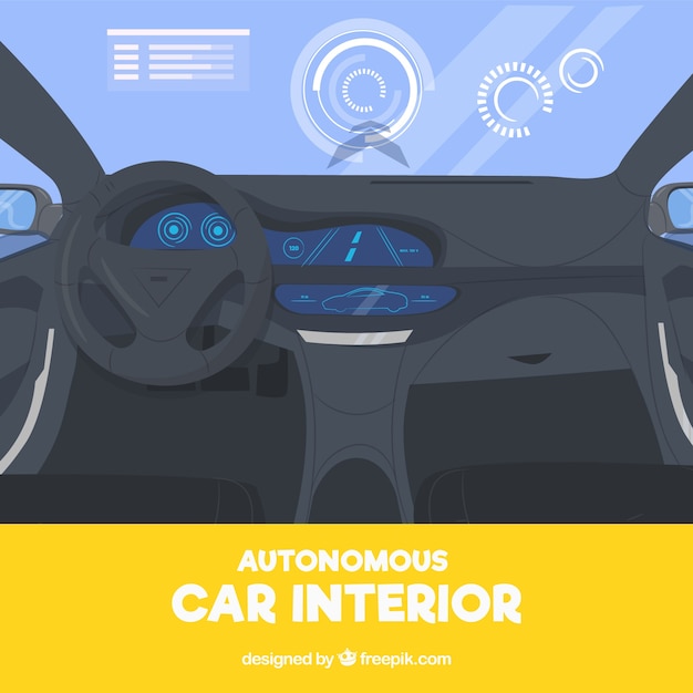 Vecteur gratuit design d&#39;intérieur futuriste de voiture autonome