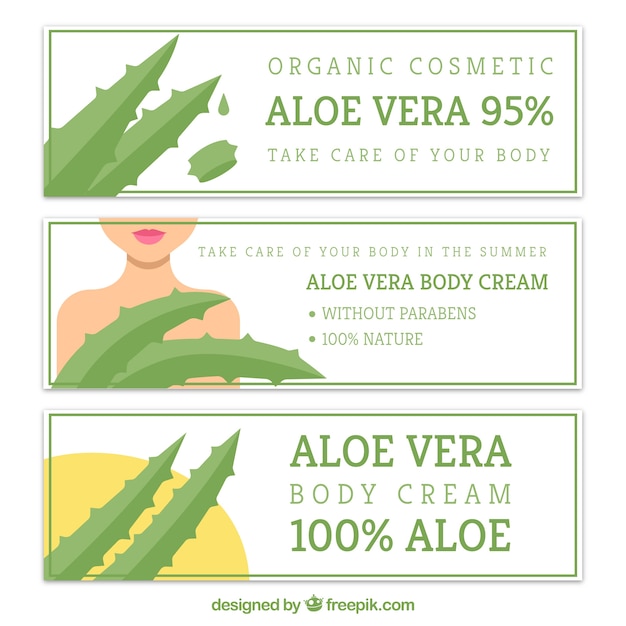 Vecteur gratuit design plat aloe vera banner