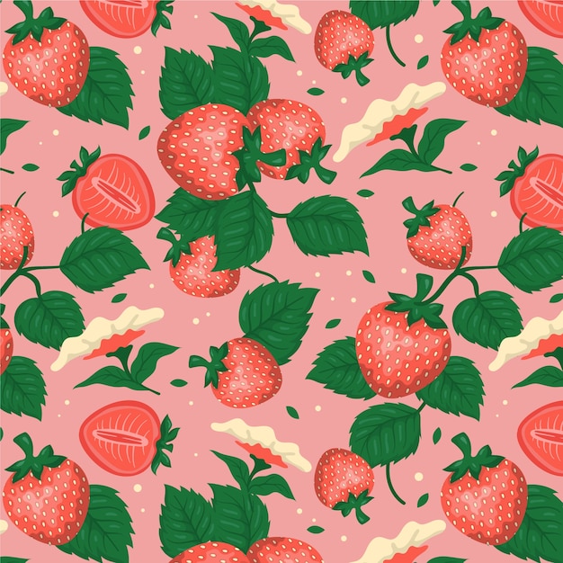 Vecteur gratuit design plat de fruits et de motifs floraux