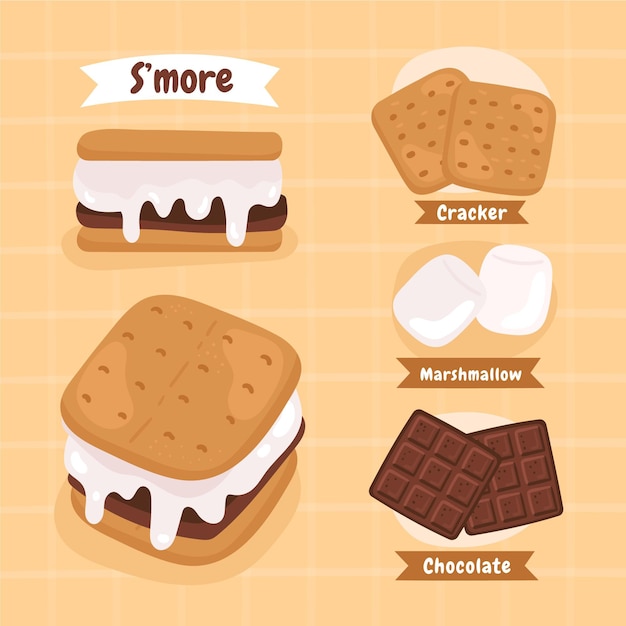 Vecteur gratuit dessert s'mores dessiné illustré