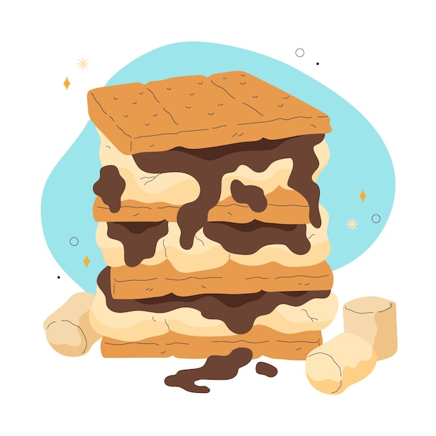 Vecteur gratuit dessert s'mores dessiné illustré