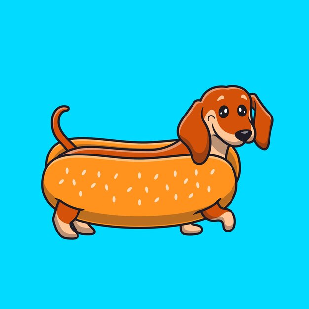 Dessin animé mignon hot-dog teckel