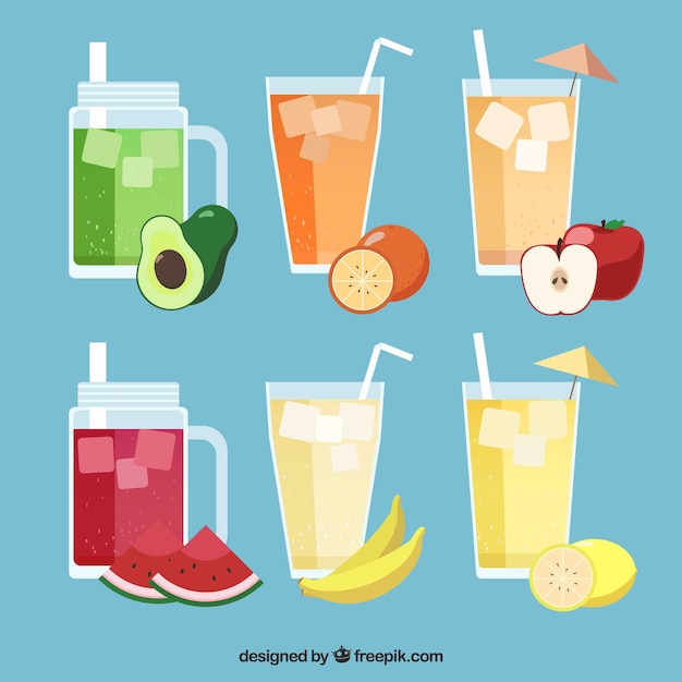 Vecteur gratuit divers collection de jus de fruits