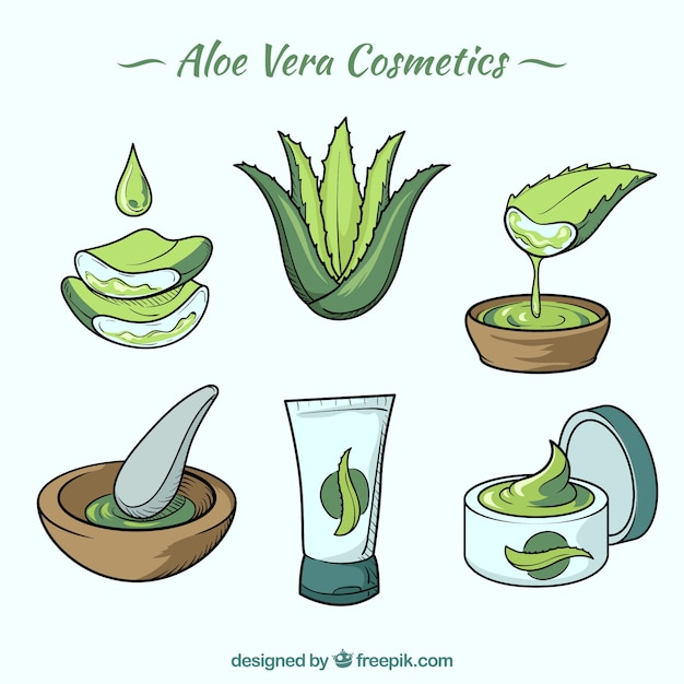 Vecteur gratuit divers cosmétiques en aloe vera