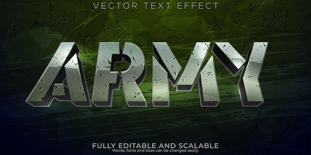 Vecteur gratuit effet de texte de l'armée style de texte de soldat et de guerre modifiable