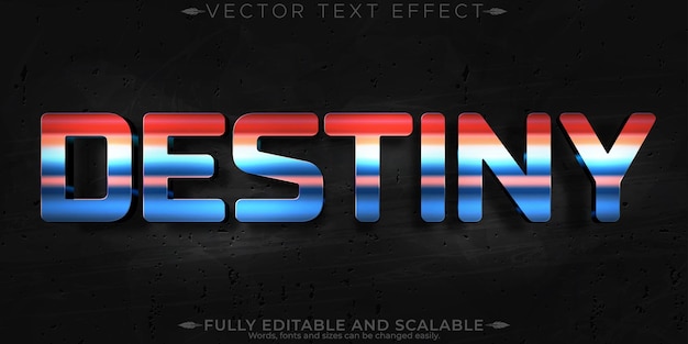 Vecteur gratuit effet de texte destiny style de texte métallique et brillant modifiable