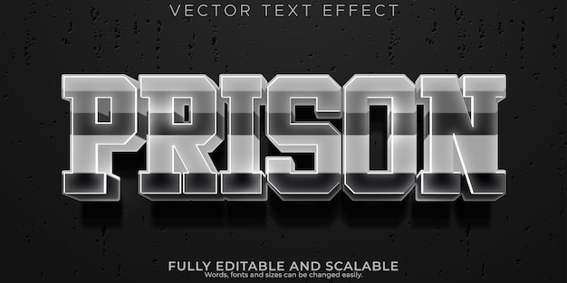 Vecteur gratuit effet de texte de prison style de texte de crime et de prison modifiable