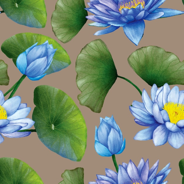 Vecteur gratuit élégant modèle sans couture de fleur de lotus bleu