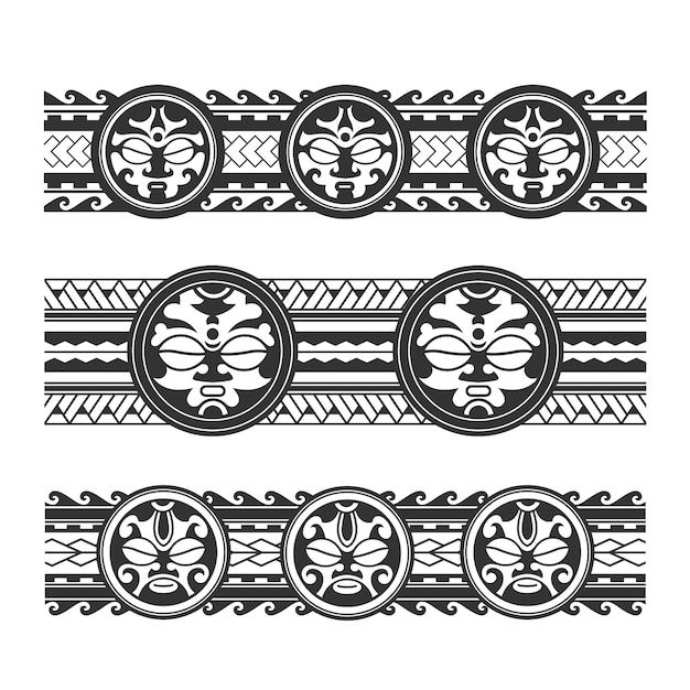 Vecteur gratuit Élément de bordure de tatouage maori