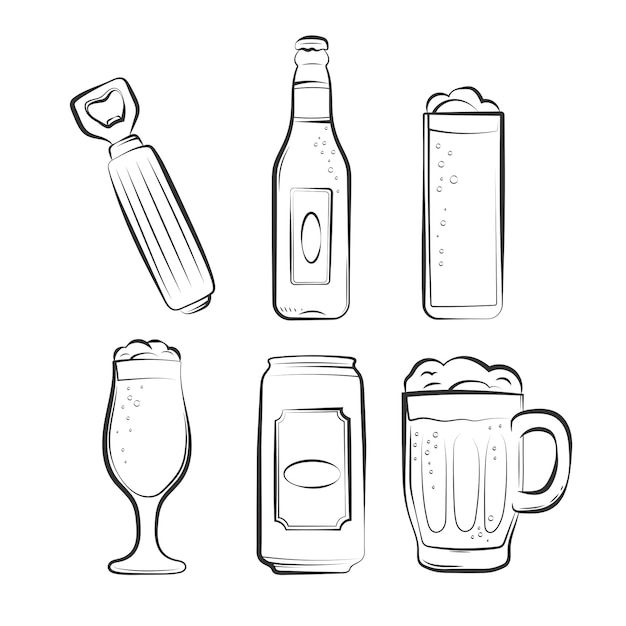 Vecteur gratuit Élément de dessin de bière dessiné à la main