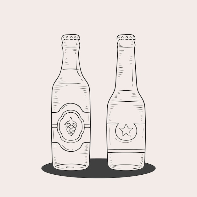 Vecteur gratuit Élément de dessin de bouteille de bière dessiné à la main