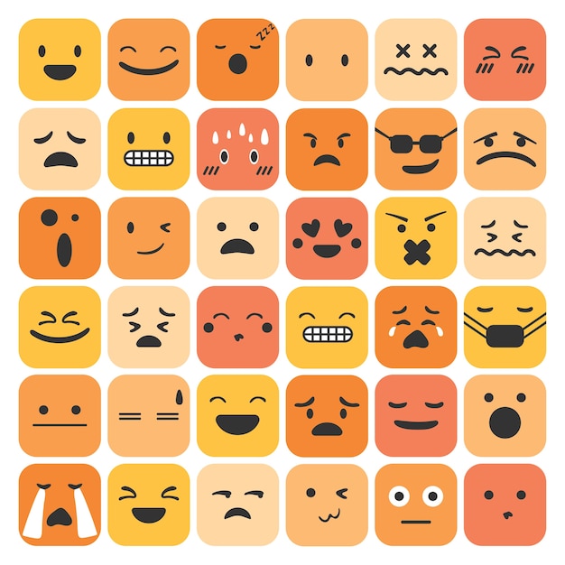 Vecteur gratuit émoticônes emoji définir la collection de sentiments d&#39;expression du visage