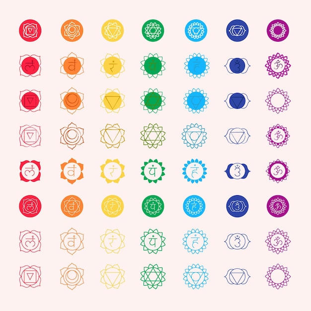 Ensemble de chakras multicolores