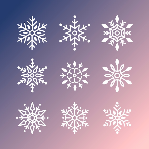 Vecteur gratuit ensemble de conception de noël de flocons de neige