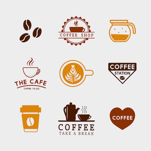 Vecteur gratuit ensemble d'éléments de café et de vecteur d'accessoires de café