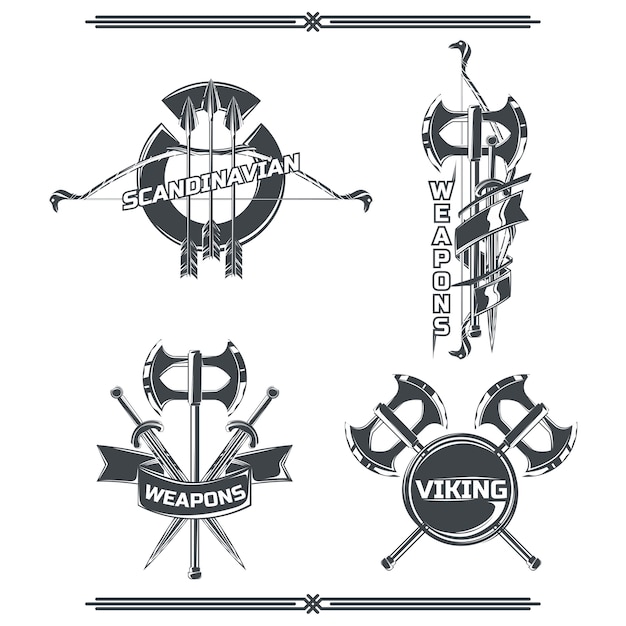 Vecteur gratuit ensemble des emblèmes de viking