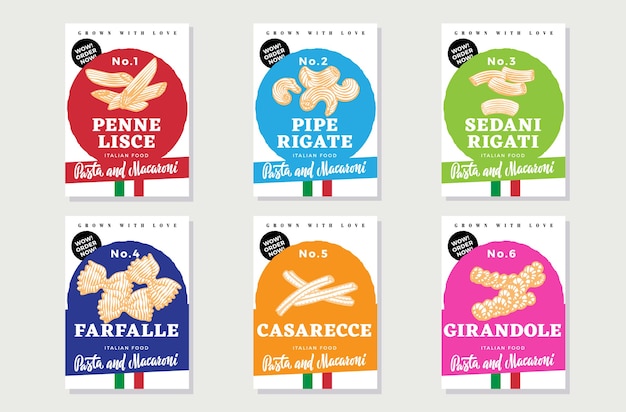 Vecteur gratuit ensemble de flyers de cuisine italienne vintage