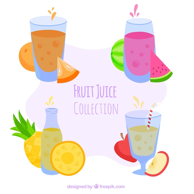 Vecteur gratuit ensemble de jus de fruits