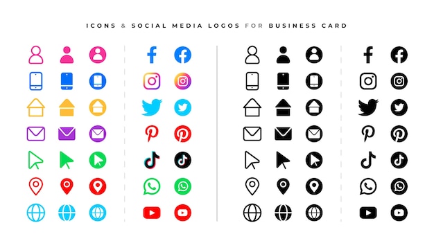 Ensemble de logos et d'icônes de médias sociaux