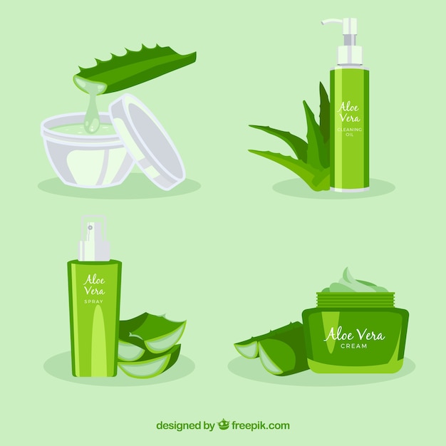 Vecteur gratuit ensemble de produits cosmétiques avec aloe vera