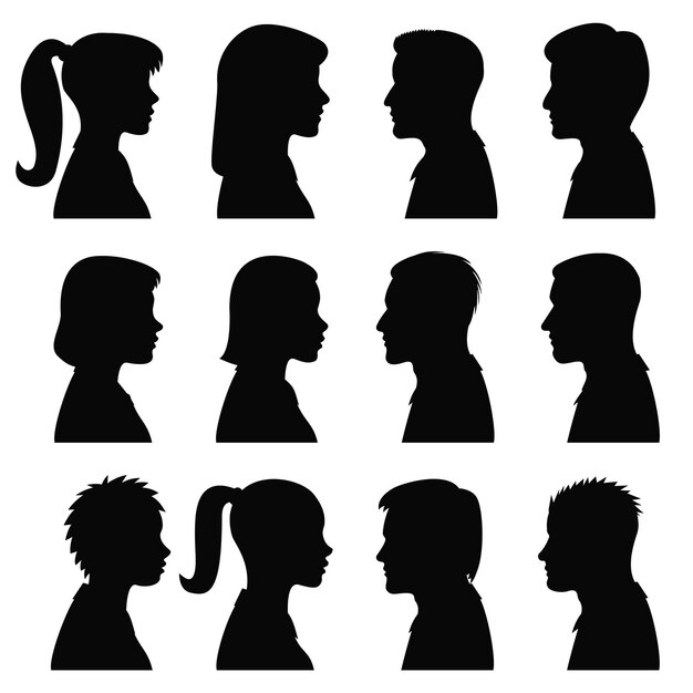 ensemble de silhouette masculine et féminine. Illustration de jeu d'icônes de profil humain