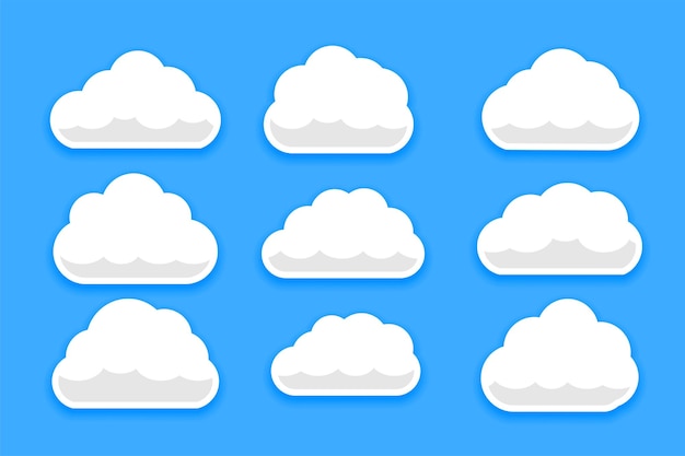 Vecteur gratuit ensemble de symboles de nuages mignons pour la saison diurne