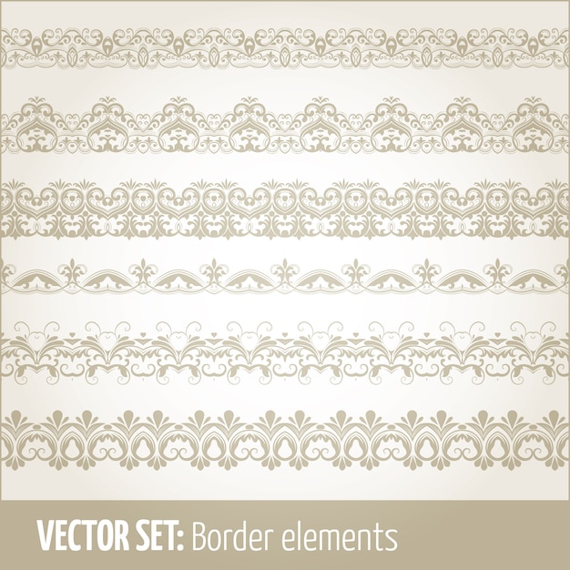 Vecteur gratuit ensemble vectoriel d'éléments de bordure et éléments de décoration de page. patrons d'éléments de décoration de bordure. illustrations de bordures ethniques.