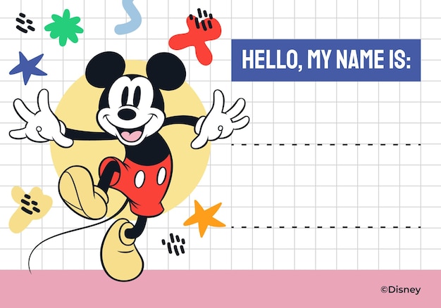 Vecteur gratuit l'étiquette du nom de la classe de mickey