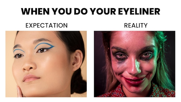 Eyeliner attente vs réalité meme