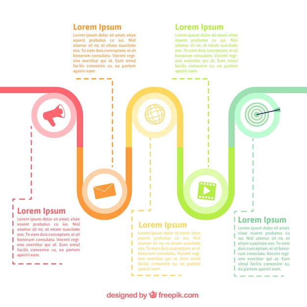 Vecteur gratuit fantastique infographique chronologique avec des icônes colorées