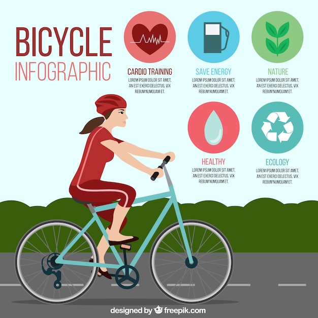 Vecteur gratuit fille sur une infographie de vélo