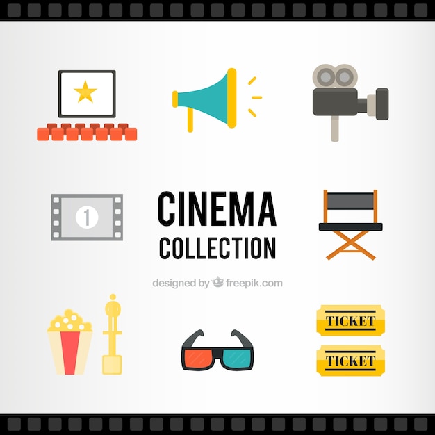 Vecteur gratuit flat collection d'accessoires audiovisuels