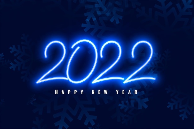 Fond de bonne année de style néon bleu 2022