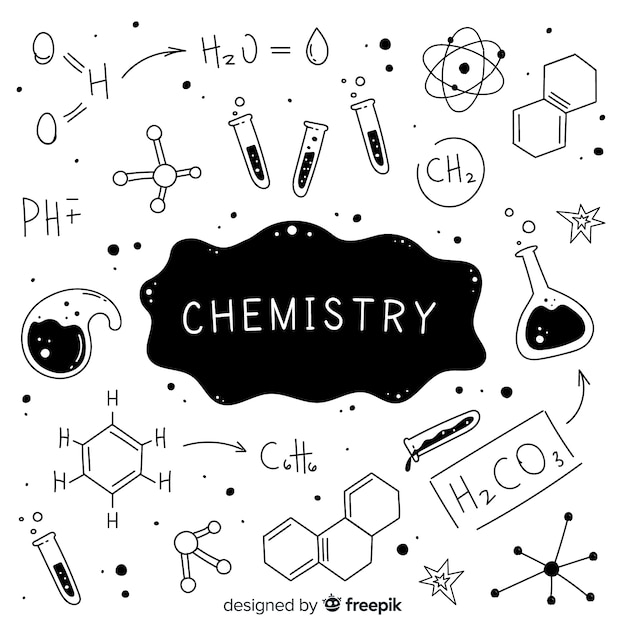 Vecteur gratuit fond de chimie incolore dessiné à la main