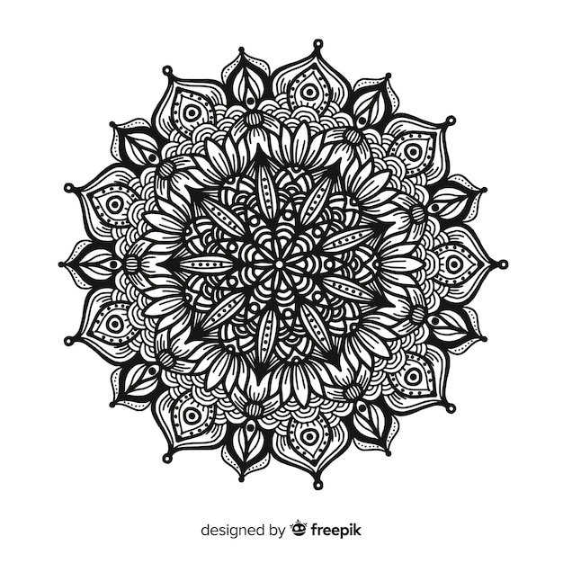 Vecteur gratuit fond de concept élégant mandala noir et blanc