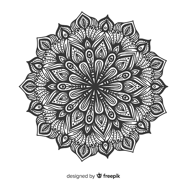 Vecteur gratuit fond de concept élégant mandala noir et blanc