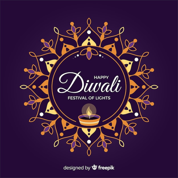 Fond de Diwali au design plat