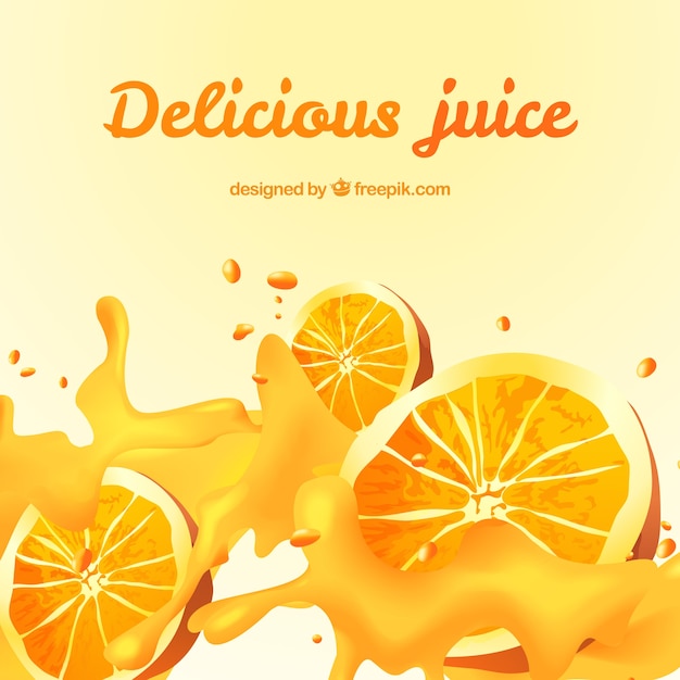 Vecteur gratuit fond de jus d&#39;orange délicieux dans un design réaliste