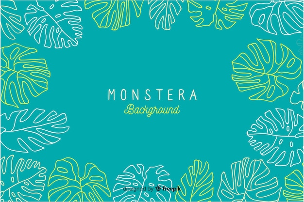 Vecteur gratuit fond de monstera dessiné à la main