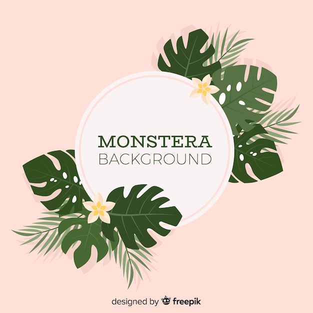 Vecteur gratuit fond plat monstera