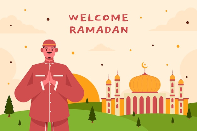 Vecteur gratuit fond de ramadan plat