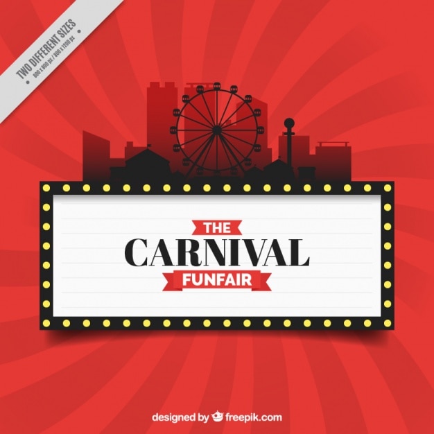 Fond rouge de carnaval avec la silhouette funfair